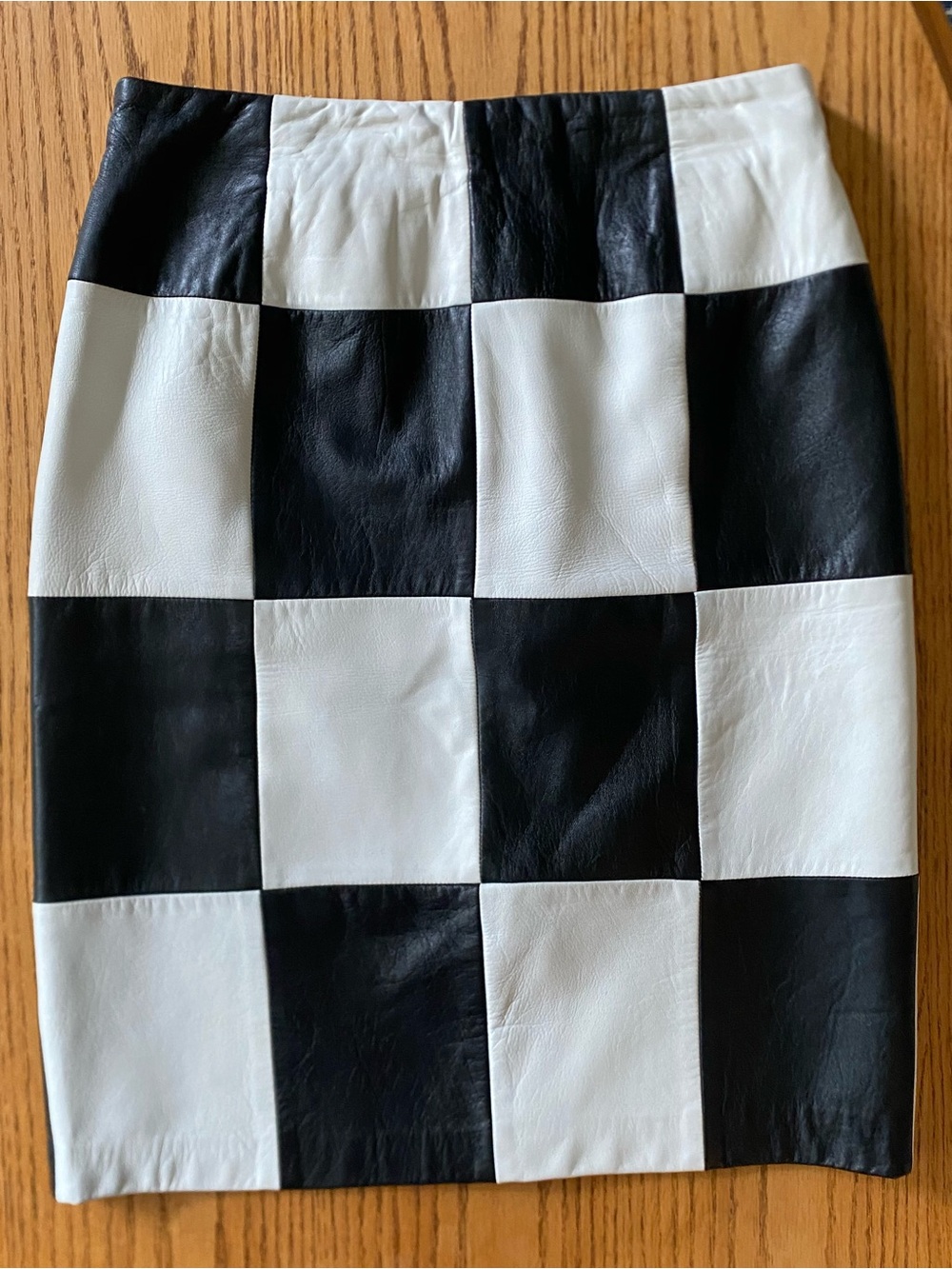 Vintage Dominic Bellissimo Checkered Genuine Leather Skirt M 🇨🇦